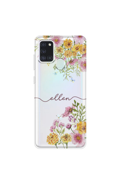 SAMSUNG - Galaxy A21S - Soft Clear Case - Meadow Garden with Monogram Red
