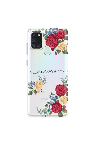 SAMSUNG - Galaxy A21S - Soft Clear Case - Red Floral Handwritten