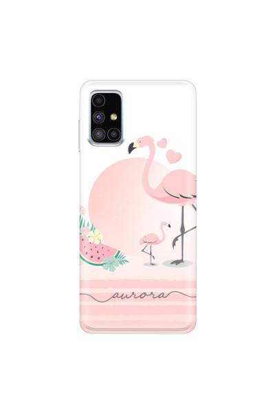 SAMSUNG - Galaxy M51 - Soft Clear Case - Flamingo Vibes Handwritten