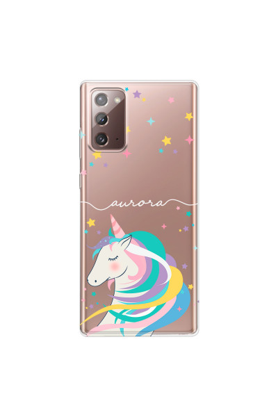 SAMSUNG - Galaxy Note20 - Soft Clear Case - Clear Unicorn Handwritten White