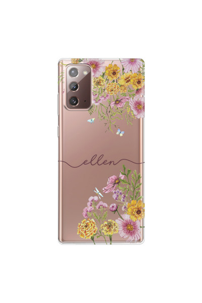 SAMSUNG - Galaxy Note20 - Soft Clear Case - Meadow Garden with Monogram Red