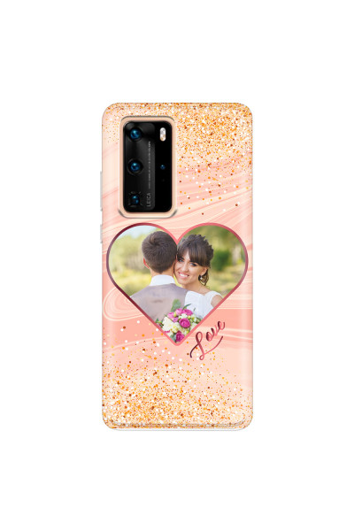 HUAWEI - P40 Pro - Soft Clear Case - Glitter Love Heart Photo