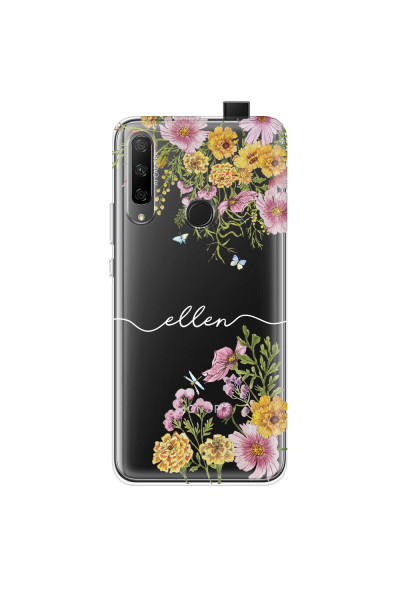 HONOR - Honor 9X - Soft Clear Case - Meadow Garden with Monogram White