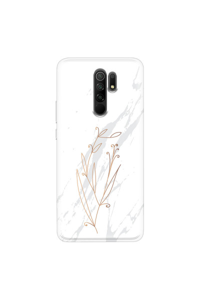 XIAOMI - Redmi 9 - Soft Clear Case - White Marble Flowers