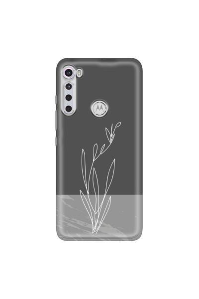 MOTOROLA by LENOVO - Moto One Fusion Plus - Soft Clear Case - Dark Grey Marble Flower
