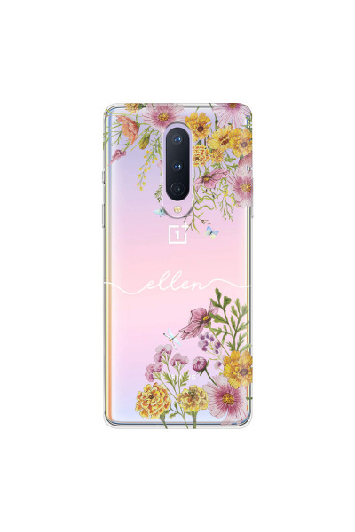 ONEPLUS - OnePlus 8 - Soft Clear Case - Meadow Garden with Monogram White