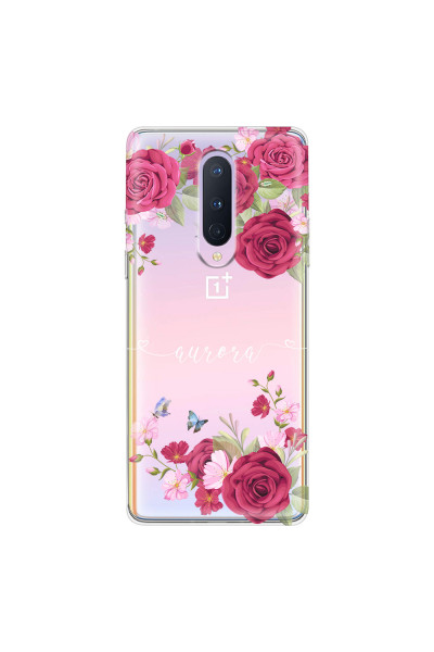 ONEPLUS - OnePlus 8 - Soft Clear Case - Rose Garden with Monogram White
