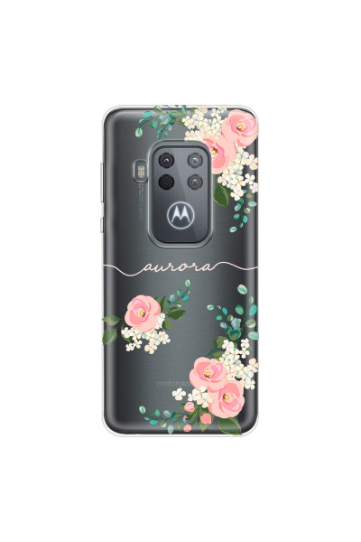 MOTOROLA by LENOVO - Moto One Zoom - Soft Clear Case - Pink Floral Handwritten Light