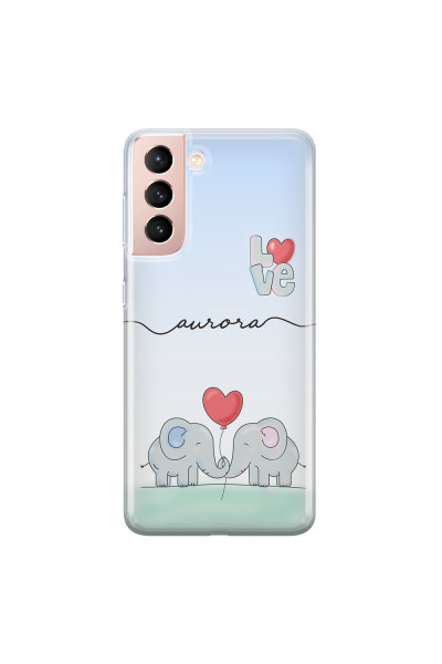 SAMSUNG - Galaxy S21 - Soft Clear Case - Elephants in Love
