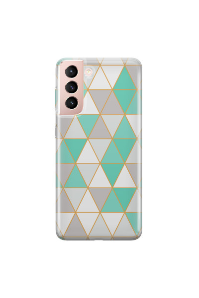 SAMSUNG - Galaxy S21 - Soft Clear Case - Green Triangle Pattern