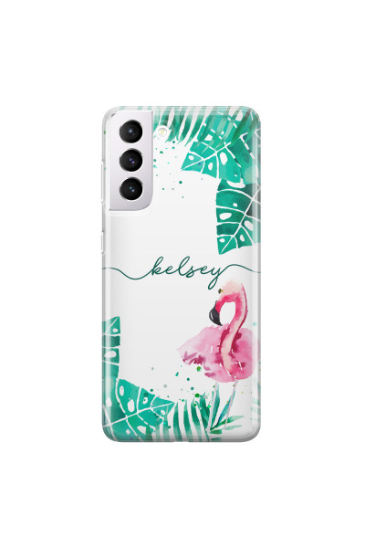 SAMSUNG - Galaxy S21 Plus - Soft Clear Case - Flamingo Watercolor