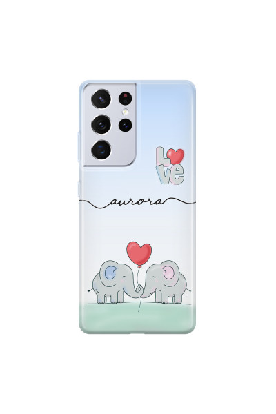 SAMSUNG - Galaxy S21 Ultra - Soft Clear Case - Elephants in Love
