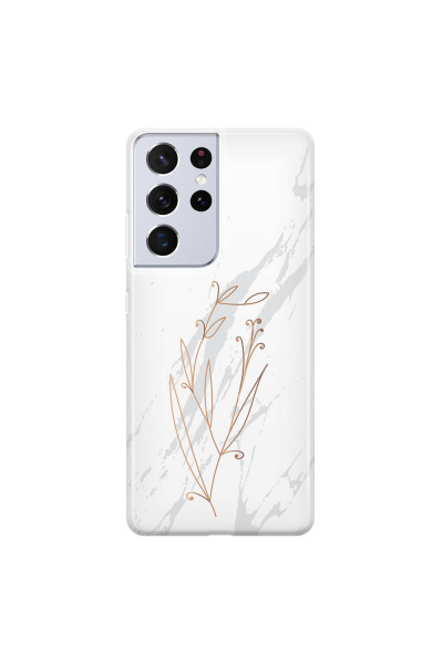 SAMSUNG - Galaxy S21 Ultra - Soft Clear Case - White Marble Flowers