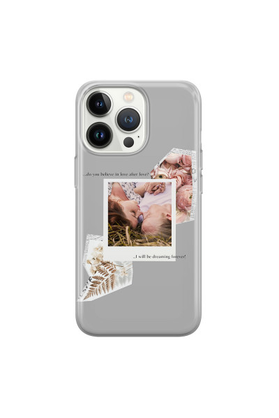 APPLE - iPhone 13 Pro Max - Soft Clear Case - Vintage Grey Collage Phone Case