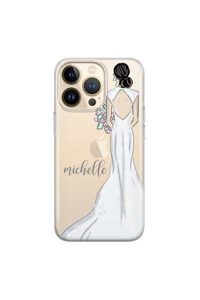 APPLE - iPhone 13 Pro - Soft Clear Case - Bride To Be Blackhair Dark