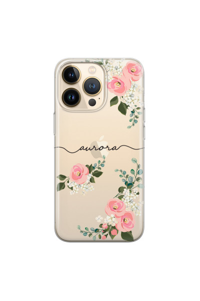 APPLE - iPhone 13 Pro - Soft Clear Case - Pink Floral Handwritten