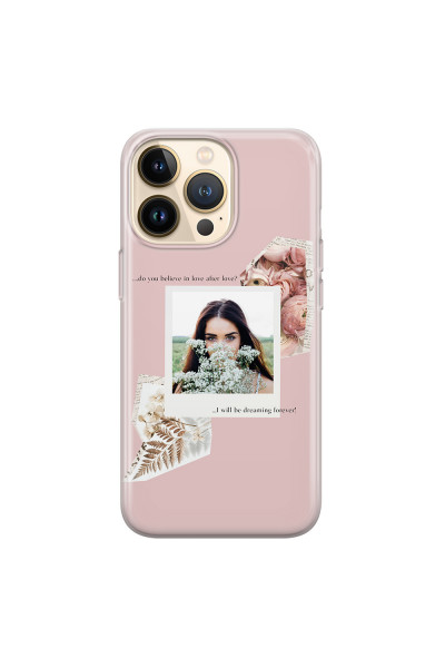 APPLE - iPhone 13 Pro - Soft Clear Case - Vintage Pink Collage Phone Case