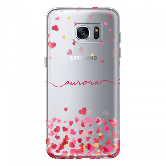 SAMSUNG - Galaxy S7 Edge - Soft Clear Case - Scattered Hearts