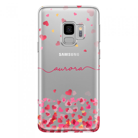 SAMSUNG - Galaxy S9 - Soft Clear Case - Scattered Hearts