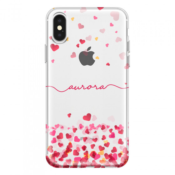 APPLE - iPhone X - Soft Clear Case - Scattered Hearts