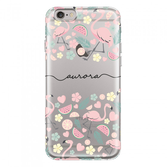 APPLE - iPhone 6S Plus - Soft Clear Case - Monogram Flamingo Pattern III