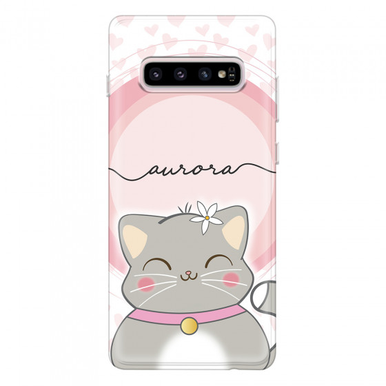 SAMSUNG - Galaxy S10 - Soft Clear Case - Kitten Handwritten