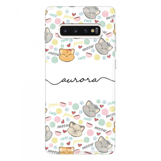 SAMSUNG - Galaxy S10 Plus - Soft Clear Case - Cute Kitten Pattern