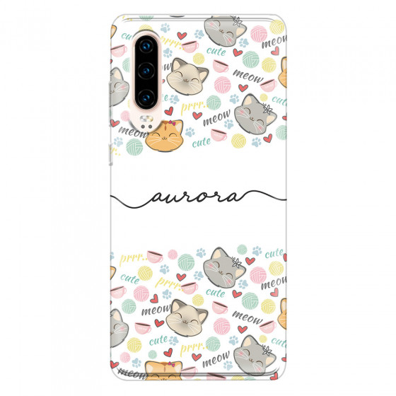 HUAWEI - P30 - Soft Clear Case - Cute Kitten Pattern