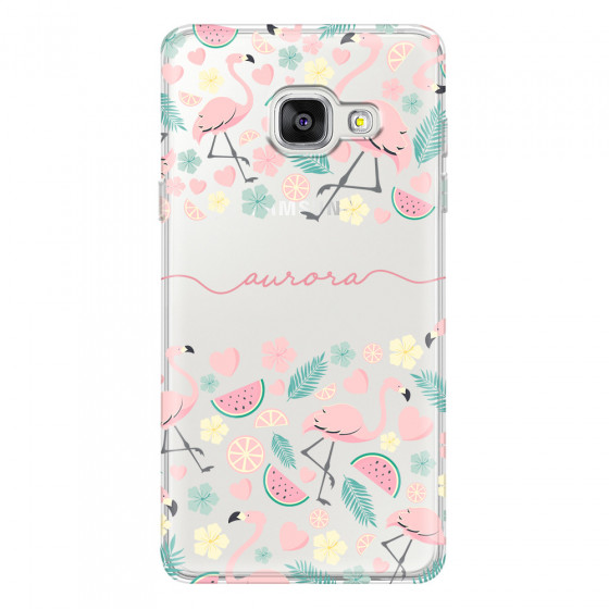 SAMSUNG - Galaxy A3 2017 - Soft Clear Case - Clear Flamingo Handwritten