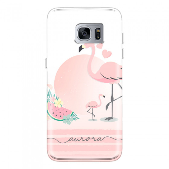 SAMSUNG - Galaxy S7 Edge - Soft Clear Case - Flamingo Vibes Handwritten
