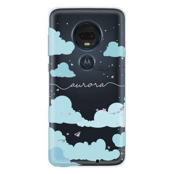 MOTOROLA by LENOVO - Moto G7 Plus - Soft Clear Case - Up in the Clouds Purple