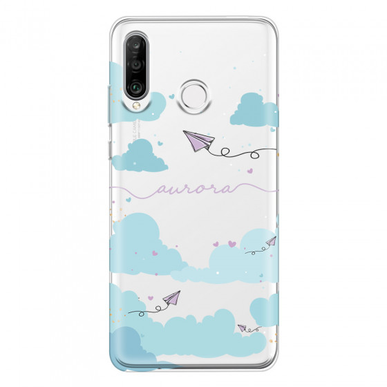 HUAWEI - P30 Lite - Soft Clear Case - Up in the Clouds Purple