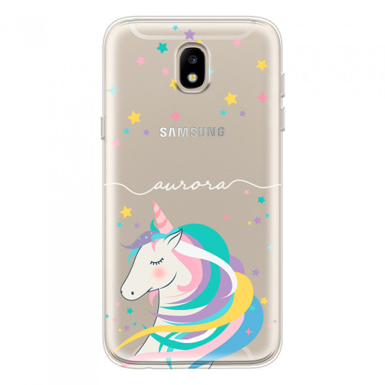 SAMSUNG - Galaxy J3 2017 - Soft Clear Case - Clear Unicorn Handwritten White