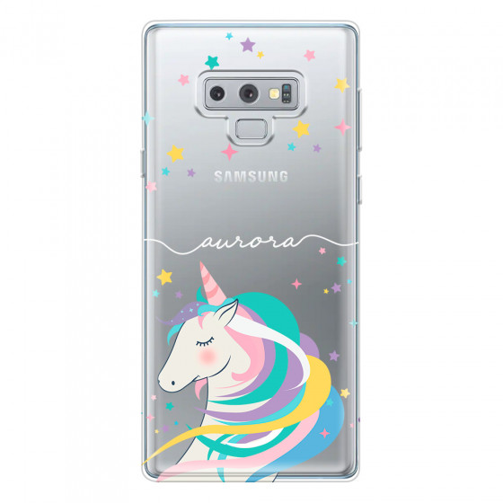 SAMSUNG - Galaxy Note 9 - Soft Clear Case - Clear Unicorn Handwritten White