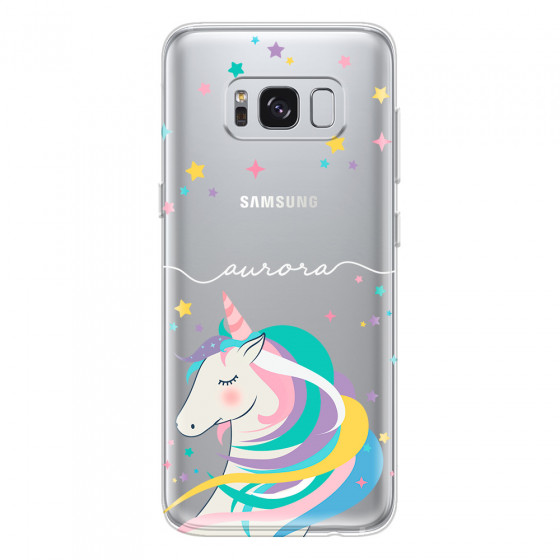 SAMSUNG - Galaxy S8 Plus - Soft Clear Case - Clear Unicorn Handwritten White
