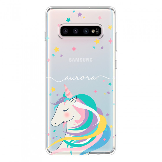 SAMSUNG - Galaxy S10 - Soft Clear Case - Clear Unicorn Handwritten White