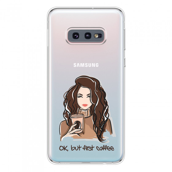 SAMSUNG - Galaxy S10e - Soft Clear Case - But First Coffee