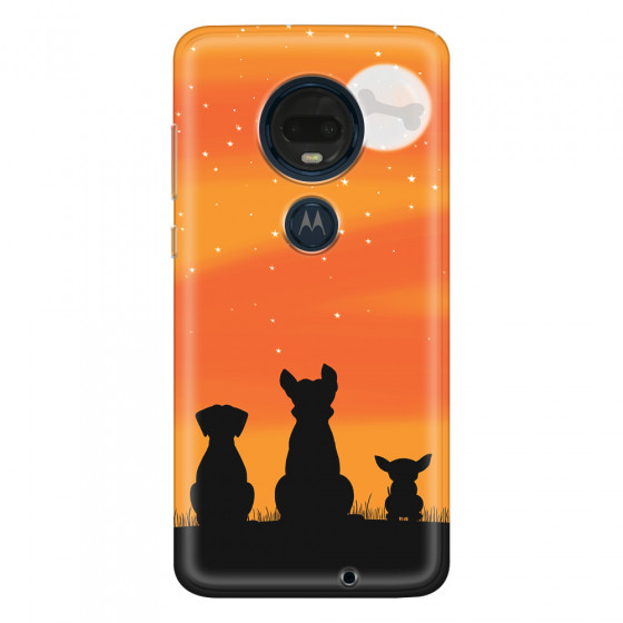 MOTOROLA by LENOVO - Moto G7 Plus - Soft Clear Case - Dog's Desire Orange Sky
