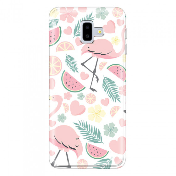 SAMSUNG - Galaxy J6 Plus - Soft Clear Case - Tropical Flamingo III