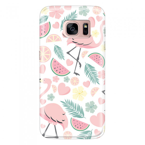 SAMSUNG - Galaxy S7 - Soft Clear Case - Tropical Flamingo III