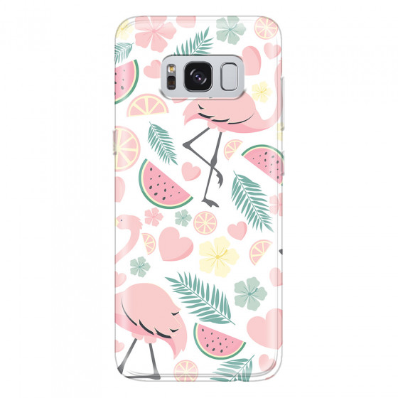 SAMSUNG - Galaxy S8 Plus - Soft Clear Case - Tropical Flamingo III