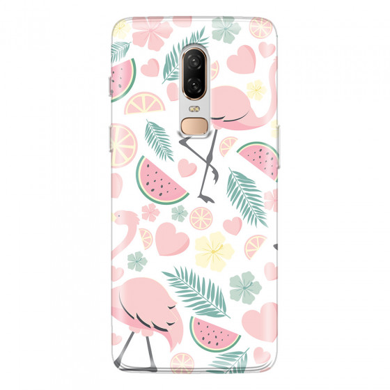 ONEPLUS - OnePlus 6 - Soft Clear Case - Tropical Flamingo III