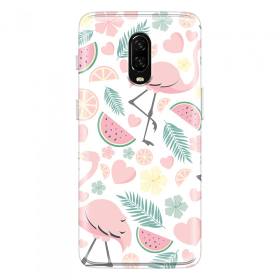 ONEPLUS - OnePlus 6T - Soft Clear Case - Tropical Flamingo III