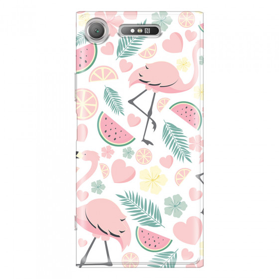 SONY - Sony XZ1 - Soft Clear Case - Tropical Flamingo III