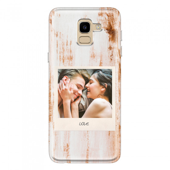 SAMSUNG - Galaxy J6 - Soft Clear Case - Wooden Polaroid