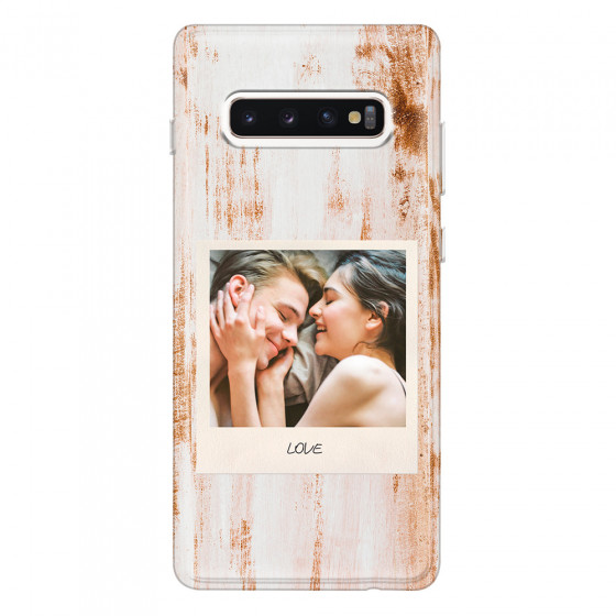 SAMSUNG - Galaxy S10 Plus - Soft Clear Case - Wooden Polaroid
