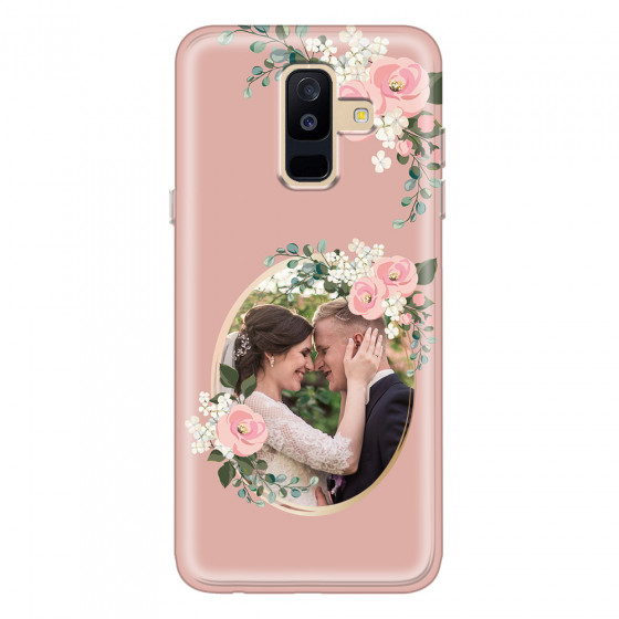 SAMSUNG - Galaxy A6 Plus - Soft Clear Case - Pink Floral Mirror Photo
