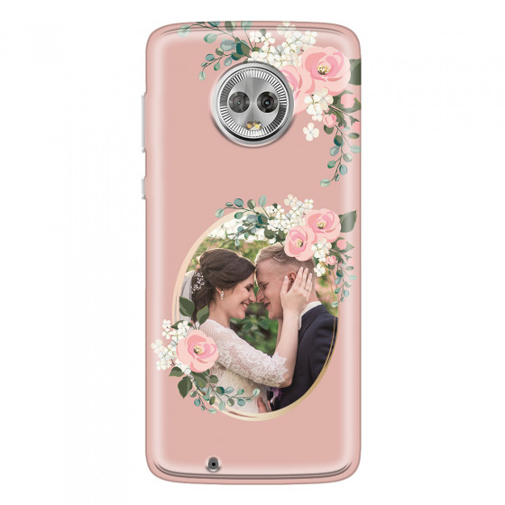 MOTOROLA by LENOVO - Moto G6 - Soft Clear Case - Pink Floral Mirror Photo