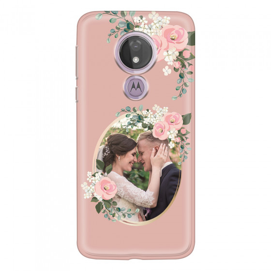 MOTOROLA by LENOVO - Moto G7 Power - Soft Clear Case - Pink Floral Mirror Photo