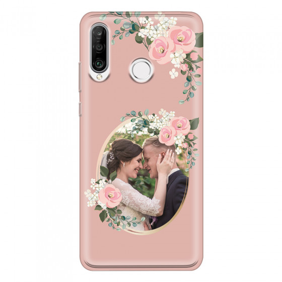 HUAWEI - P30 Lite - Soft Clear Case - Pink Floral Mirror Photo
